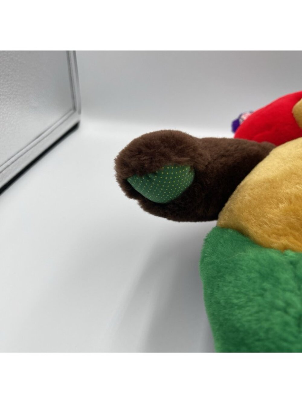 Vtg 1996 Peef Bear Christmas Teddy Colorblock Plush Stuffed Animal 14" Squeaker - Picture 12 of 15
